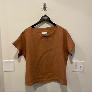 Bryn Walter Orla top in tan women’s xxs 100% linen made in the USA
